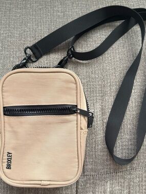 BRIXLEY Beige Crossbody Bag with Black Strap